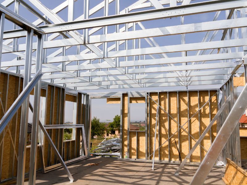 metal framing on a new construction build